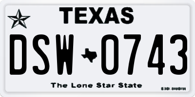 TX license plate DSW0743