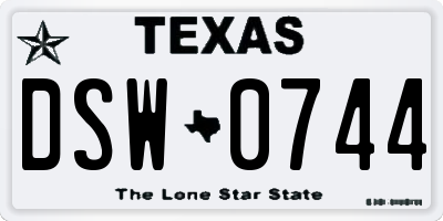 TX license plate DSW0744
