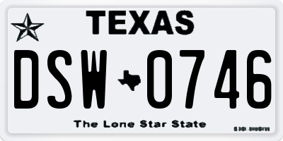 TX license plate DSW0746