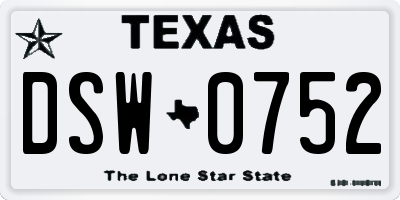 TX license plate DSW0752