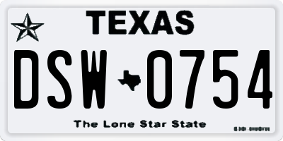 TX license plate DSW0754