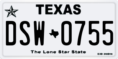 TX license plate DSW0755