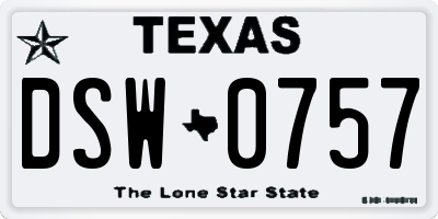TX license plate DSW0757
