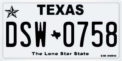 TX license plate DSW0758