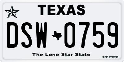 TX license plate DSW0759
