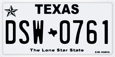 TX license plate DSW0761