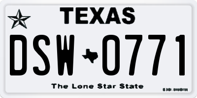 TX license plate DSW0771