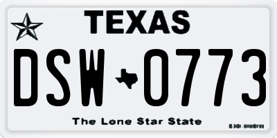 TX license plate DSW0773