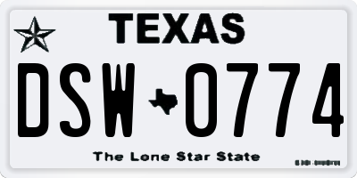 TX license plate DSW0774