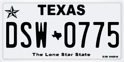 TX license plate DSW0775