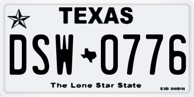 TX license plate DSW0776