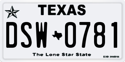 TX license plate DSW0781