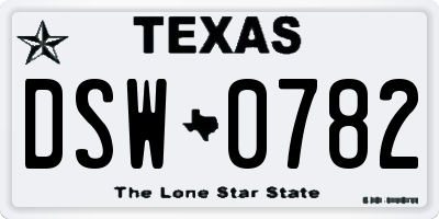 TX license plate DSW0782