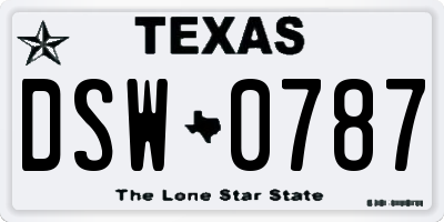 TX license plate DSW0787
