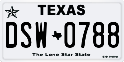 TX license plate DSW0788