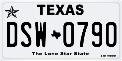 TX license plate DSW0790