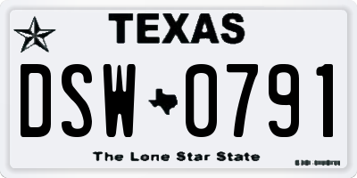 TX license plate DSW0791