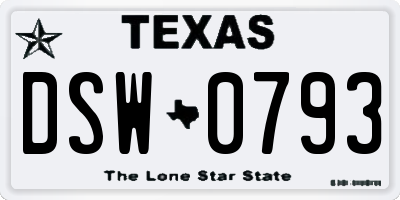 TX license plate DSW0793