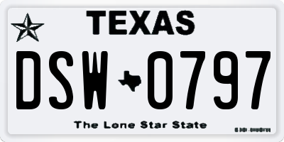 TX license plate DSW0797