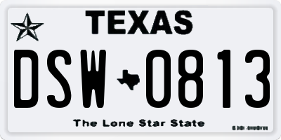 TX license plate DSW0813