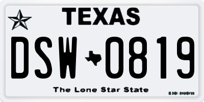 TX license plate DSW0819