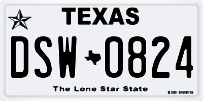 TX license plate DSW0824