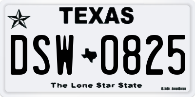 TX license plate DSW0825