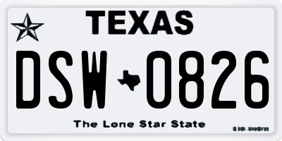 TX license plate DSW0826