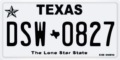 TX license plate DSW0827