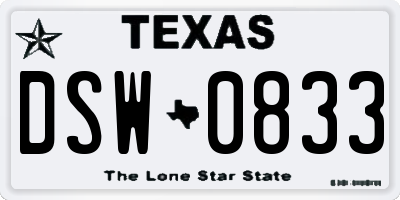 TX license plate DSW0833