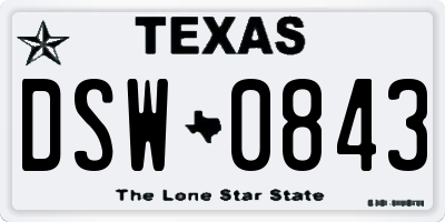 TX license plate DSW0843