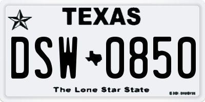 TX license plate DSW0850