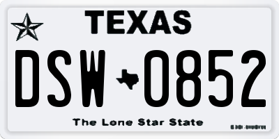 TX license plate DSW0852