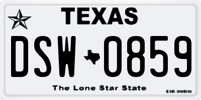 TX license plate DSW0859