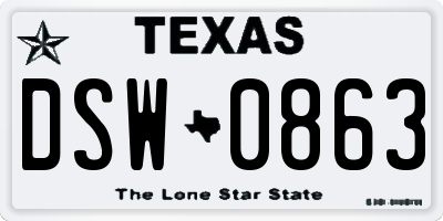TX license plate DSW0863