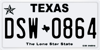 TX license plate DSW0864