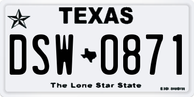 TX license plate DSW0871