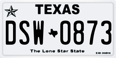 TX license plate DSW0873