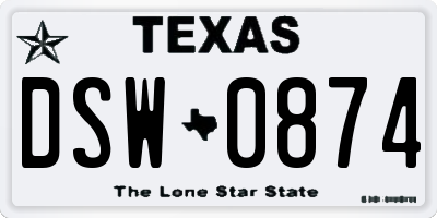TX license plate DSW0874