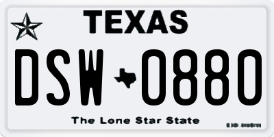 TX license plate DSW0880