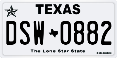 TX license plate DSW0882