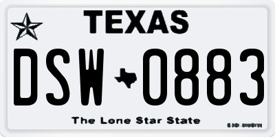 TX license plate DSW0883