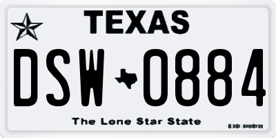 TX license plate DSW0884