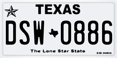 TX license plate DSW0886