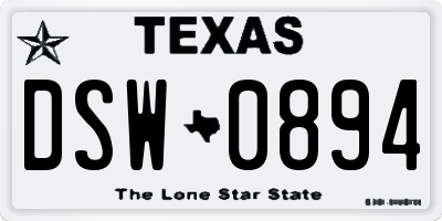 TX license plate DSW0894