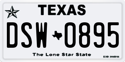 TX license plate DSW0895