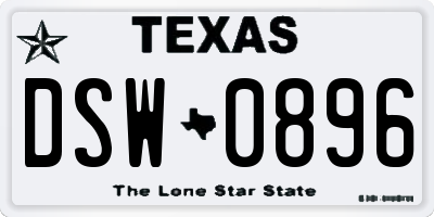 TX license plate DSW0896