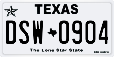 TX license plate DSW0904