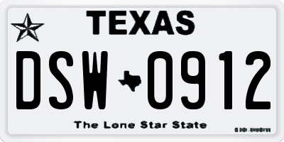 TX license plate DSW0912