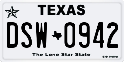 TX license plate DSW0942